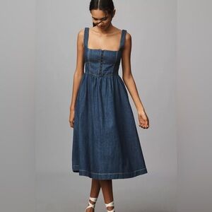 Reformation Tagliatelle Denim Midi-Dress - size 4
